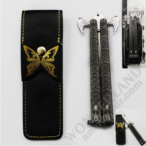 Нож-бабочка сувенирный Кросс фаер с крыльями / Butterfly knife blade Cross fire