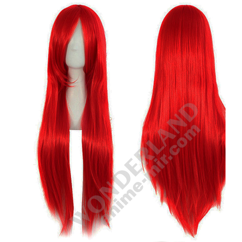 Косплей парик красный с длинной челкой 60 см / Red 