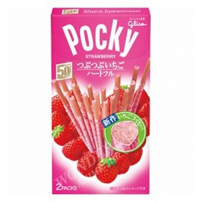 Палочки поки (в глазури со вкусом клубники с клубничной начинкой) / Pocky Glico Strawberry