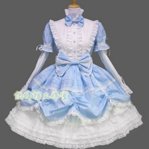 Косплей костюм Лолита (бело-голубой)