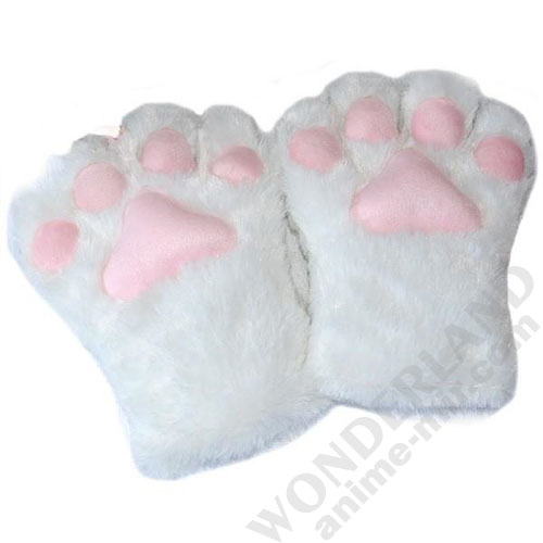 Аниме неко лапки-перчатки кошачьи - большие белые / paws-cat gloves - large white