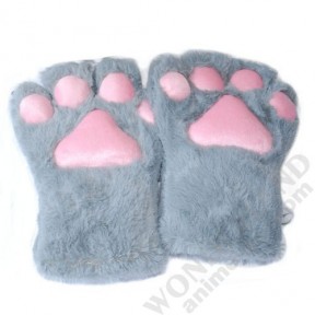 Аниме неко лапки-перчатки кошачьи - большие серые / paws-cat gloves - large grey