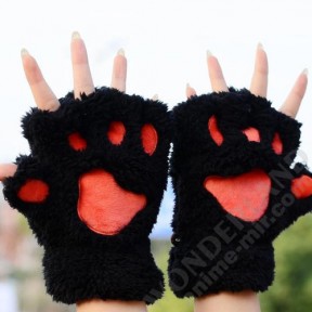 Аниме неко лапки-перчатки кошачьи - маленькие черные / paws-cat gloves - small black