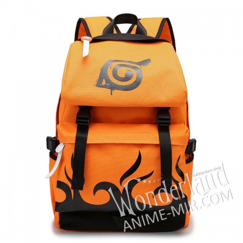 Аниме рюкзак Наруто - Черно-желтый, знак Конохи / Naruto - Konohagakure