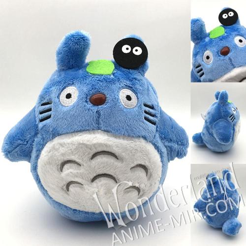 Плюшевая игрушка Мой сосед Тоторо (синий) с Чернушкой / My neighbor Totoro