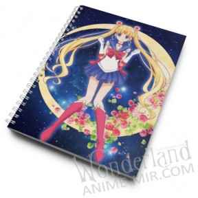 Аниме скетчбук Сейлор Мун - Усаги Цукино на фоне месяца / Sailor Moon - Usagi Tsukino 