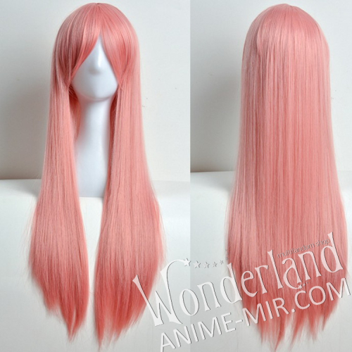 Косплей парик розовый с челкой 80 см / Pink