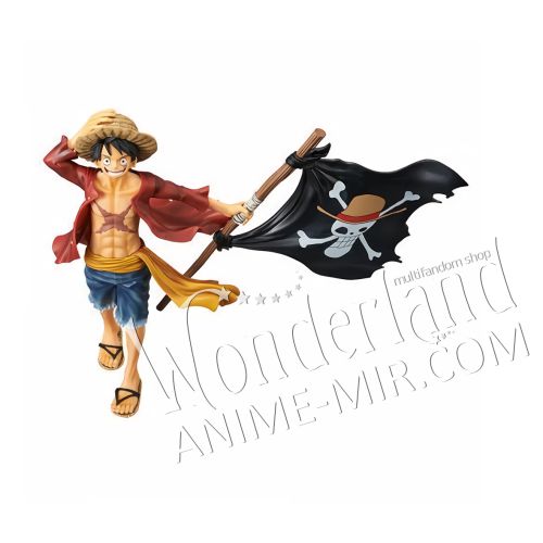 Оригинальная японская аниме фигурка Ван Пис - Манки Д. Луффи с флагом / One Piece - Luffy Monkey D