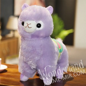 Плюшевая игрушка Альпака фиолетовая (35 см) с седлом
