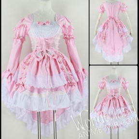 Косплей костюм- платье Лолита (розово-белый)