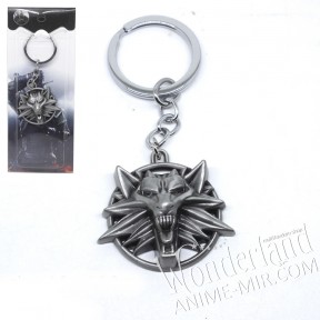 Брелок металлический Ведьмак серебряный / Witcher wolf logo 