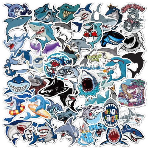 Набор наклеек Акула (стикерпак) / 1 набор 50 стикеров / Sharks