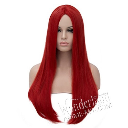 Косплей парик красный без чёлки 60см / Red cosplay wig