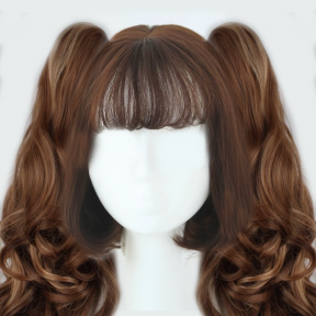 Косплей парик лолита светло-коричневый с челкой 35см (с 2-мя шиньонами)