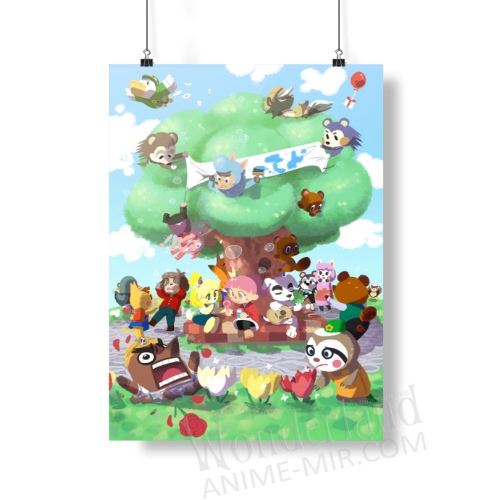 Плакат Энимал кроссинг - У дерева / Animal Crossing