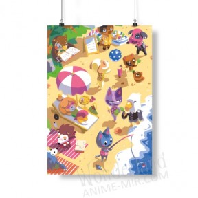 Плакат Энимал кроссинг - На пляже / Animal Crossing