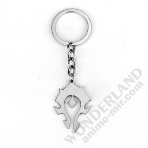 Брелок металлический серебряный Варкрафт - Орда логотип / World of Warcraft - the Horde logo