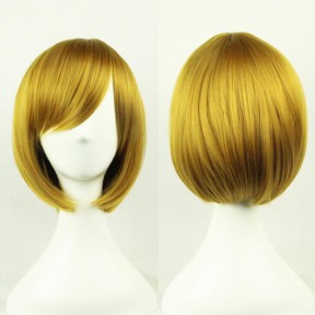 Косплей парик темно-желтый с челкой 35 см / Yellow wig