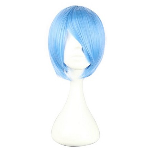 Косплей парик - Ярко-голубой с челкой 32 см / Wig - Bright Blue with bangs