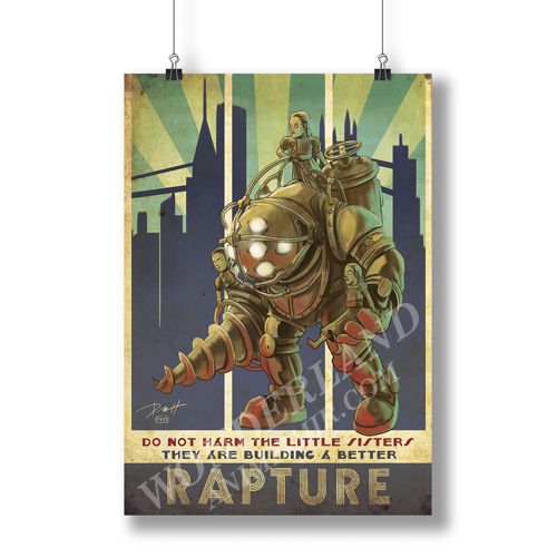 Плакат Биошок - Большой Папочка / BioShock - Big Daddy